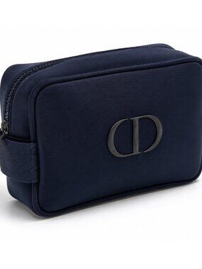 Dior CD Logo Cosmetic Bag Navy Beauty Trousse Pouch Travel Case